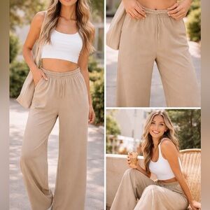 Free Haven Neutral Wide-Leg Lounge Pants – Elevated Minimalist Style Women’s L